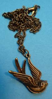 Tattoo Swallow Necklace   Antique Bronze Colour  