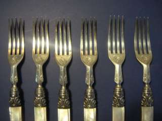   Silver Flatware Mother of Pearl George Unite 12pcs Fork & Knife  