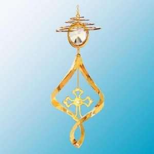   Gold Plated Cross Mini Top Spiral   Swarovski Crystal