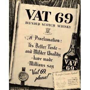 1937 Ad Vat 69 Scotch Whisky Park Tilford Alcohol   Original Print Ad 