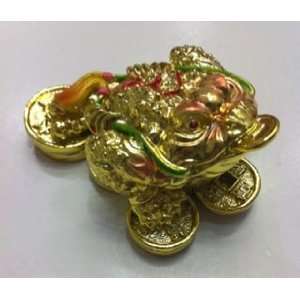  Golden Three Legged Toad Money Frog Statue Figurine 3 