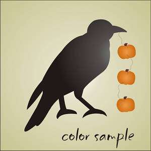 Primitive Crow STENCIL 6 tall Black Bird Pumpkin Trio Halloween Folk 