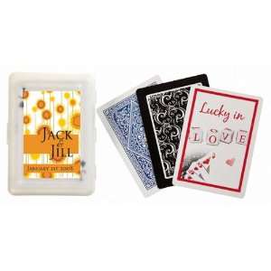 Baby Keepsake Orange Flower Design Personalized Playing Card Favors 