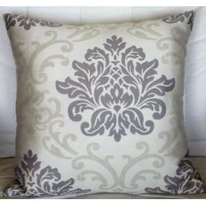 Jacquard Cushion Pillow Cover 17 18   Beige and Gray on Ivory 