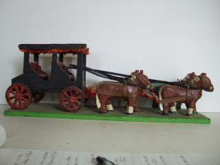 70s Folk Art Hand Made Horse Drawn Carriage Stage Coach  