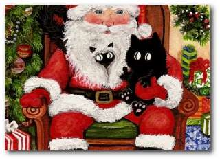 Peek n Boo Cosmo Black Cats Christmas Santa Lap Holiday FuN ACEO LE 