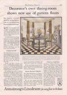 1925 VINTAGE AD Armstrongs Linoleum Black & Cream Floor  