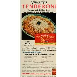  1943 Ad Tenderoni Shrimp Creole Pasta Instant Macaroni 