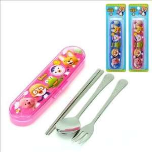   Fork Spoon Chopsticks Set for Lunchbag   Pink 