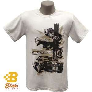   ICE L Ford Mustang Elements Short Sleeve Tee Ice Grey  Large: Home