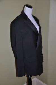   Ludlow Double Breasted Peak Lapel Tuxedo Jacket Double Vent 40 R Black