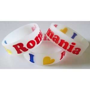  I Love Romania   Silicone Wristband / Bracelet   Romanian 