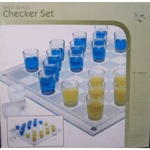  Shot Glass Checker Set (Glass Construction): Toys & Games