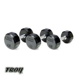  Troy Barbell TSD R 5 30 lb Rubber Dumbbell Set: Sports 