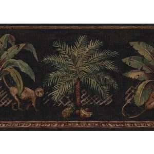  Black Tropical Leaves Wallpaper Border