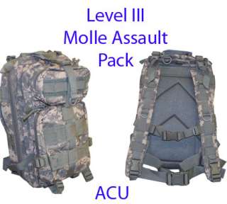 Level III LV3 Small Molle Assault Pack Backpack Bag ACU  