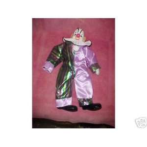  Cloth Clown Doll with Porcelain Head, Hands & Feet 