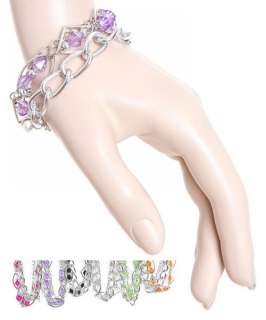Lot NWT Hot Summer Bracelet Chain Bangle Stone Crystal New Purple 