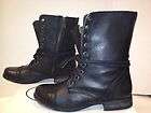 Steve Madden Troopa lace up bootie black leather boots NEW