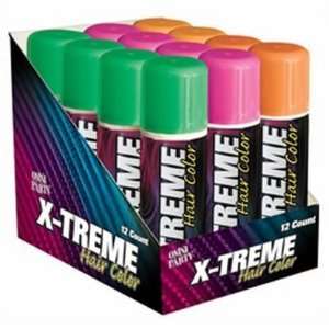  X Treme Hair Color (Pink, Green, Orange) (12 Pack): Health 
