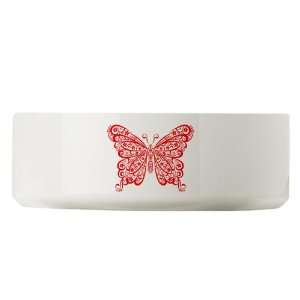 Large Dog Cat Food Water Bowl Stylized Lacy Butterfly 