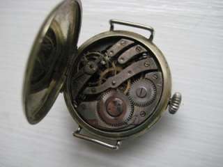 Vintage Aubry Swiss Military Wrist Watch Wind Up Enamel Dial In Nice 