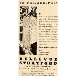  1935 Ad Bellevue Stratford Hotel Philadelphia Rate City 