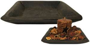 Primitive AGED WOOD CANDLE TRAY Country Rustic Trencher  