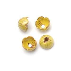  C Koop Beads Lemon Yellow Enamel Flower Cap 10x5mm, 1 pc 
