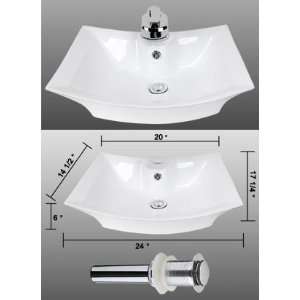  Bathroom Rectangular Vanity Porcelain Sink Overflow with Drain 