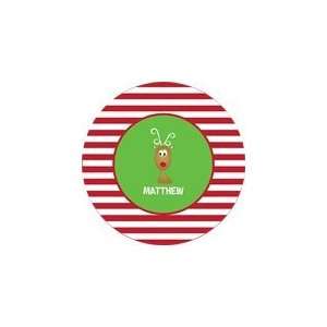  personalized reindeer holiday plate (style 2p) Kitchen 