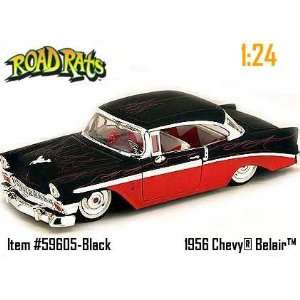   Chevy Bel Air Diecast Model Car Road Rats 1:24 Black/Red: Toys & Games