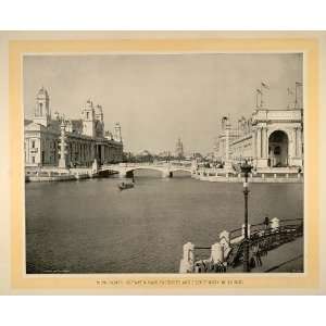  1893 Chicago Worlds Fair Buildings Lagoon Gondola Boat 