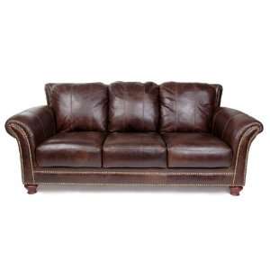   Dyed Antique Coffee Nail Head Brazilian Leather Sofa