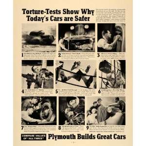 1938 Ad Plymouth Automobile Torture Tests Major Bowes   Original Print 