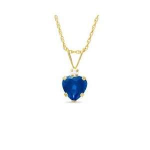   Shaped Lab Created Sapphire Pendant in 10K Gold with CZ 6mm BLUE TOPAZ