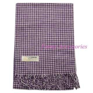 Cashmere Wool Scarf Houndstooth Black and White Check  