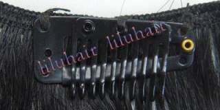 20 8pcs clips in real human hair extensions 48g total #01 jet black 