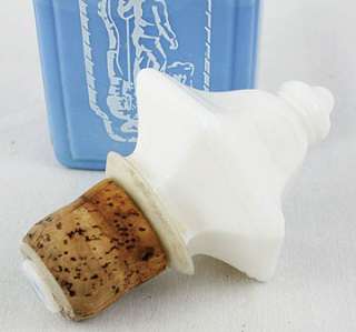 Vintage Blue Milk Glass Bottle~Shepherd & Dog~Cork Top  