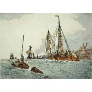  View of Schelde, Belgium Etching , Topographical 