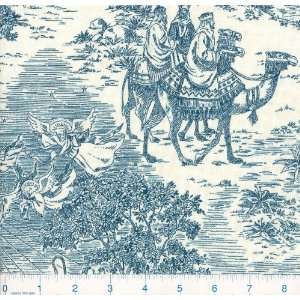  45 Wide *nativity Toile   Blue Fabric By The Yard: Arts 