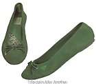 New Roxy Sugar Plum Ladies Green Cow Suede Ballet Skimm