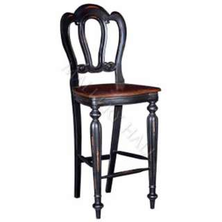 One Pair of Solid Wood Distressed Country French Style Bar Stools