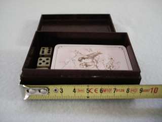 ANTIQUE PLAYING 52 CARDS   BAKELITE BOX WITH 3 DICE CIRCA 1910   VERY 