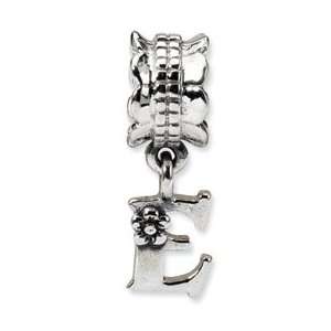  Sterling Silver Reflections Letter E Dangle Bead: Jewelry