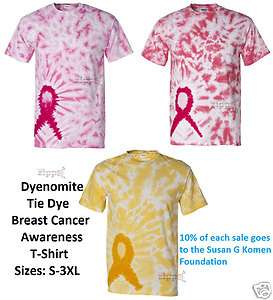 Tie Dye Breast Cancer Awareness Ribbon T Shirt S 3XL  