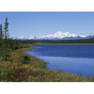 North Face of Mount Mckinley, Lake, and Spruce Trees, Alaska 