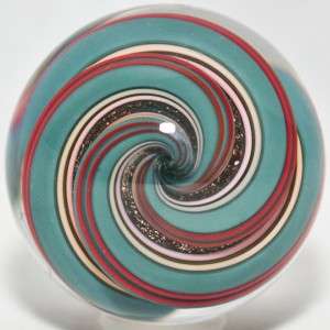 16 Glass Marble ~ Mark Matthews ~ Turquoise Goldstone Lutz  
