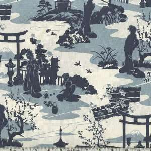  45 Wide The Floating World Geisha Garden Blue Fabric By 