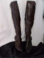 BCBG Girls Chocolate Faux Leather Heels Boots   Size 9  